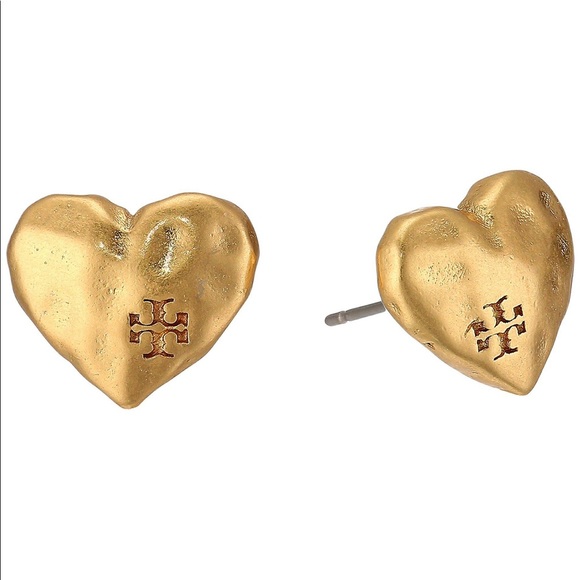 Tory Burch Heart Stud Earrings Vintage Gold - Picture 2 of 7